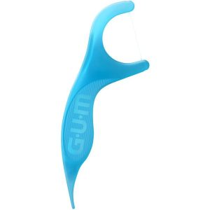 GUM Easy-Flossers Κερωμένο Οδοντικό Νήμα με Γεύση Μέντα και Λαβή σε Μπλε χρώμα 30τμχ